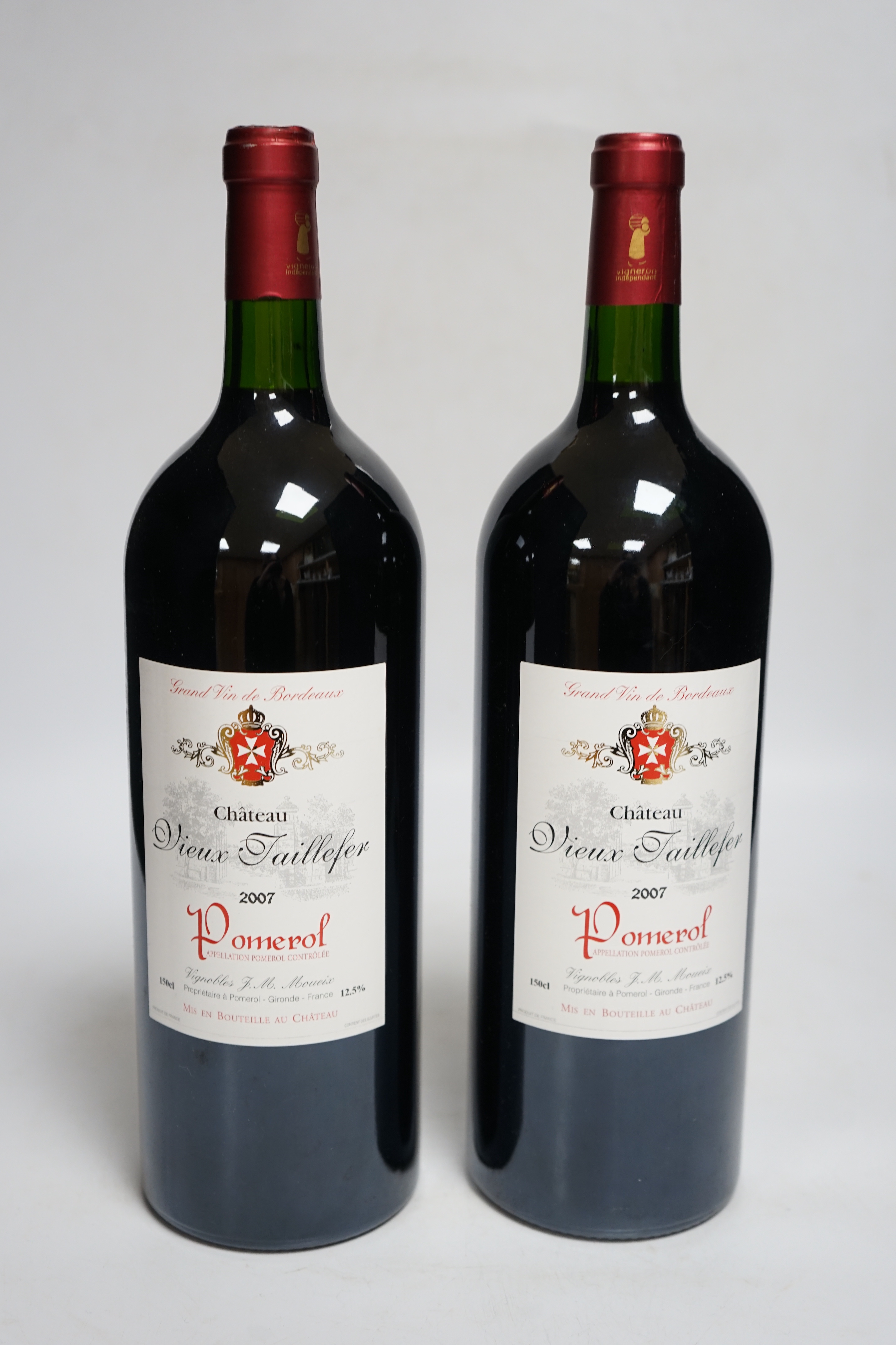 Two magnum bottles of Pomerol Chateau Vieux Taillefer 2007